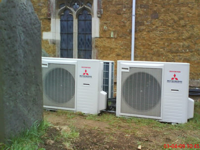 heat pump units outside a church